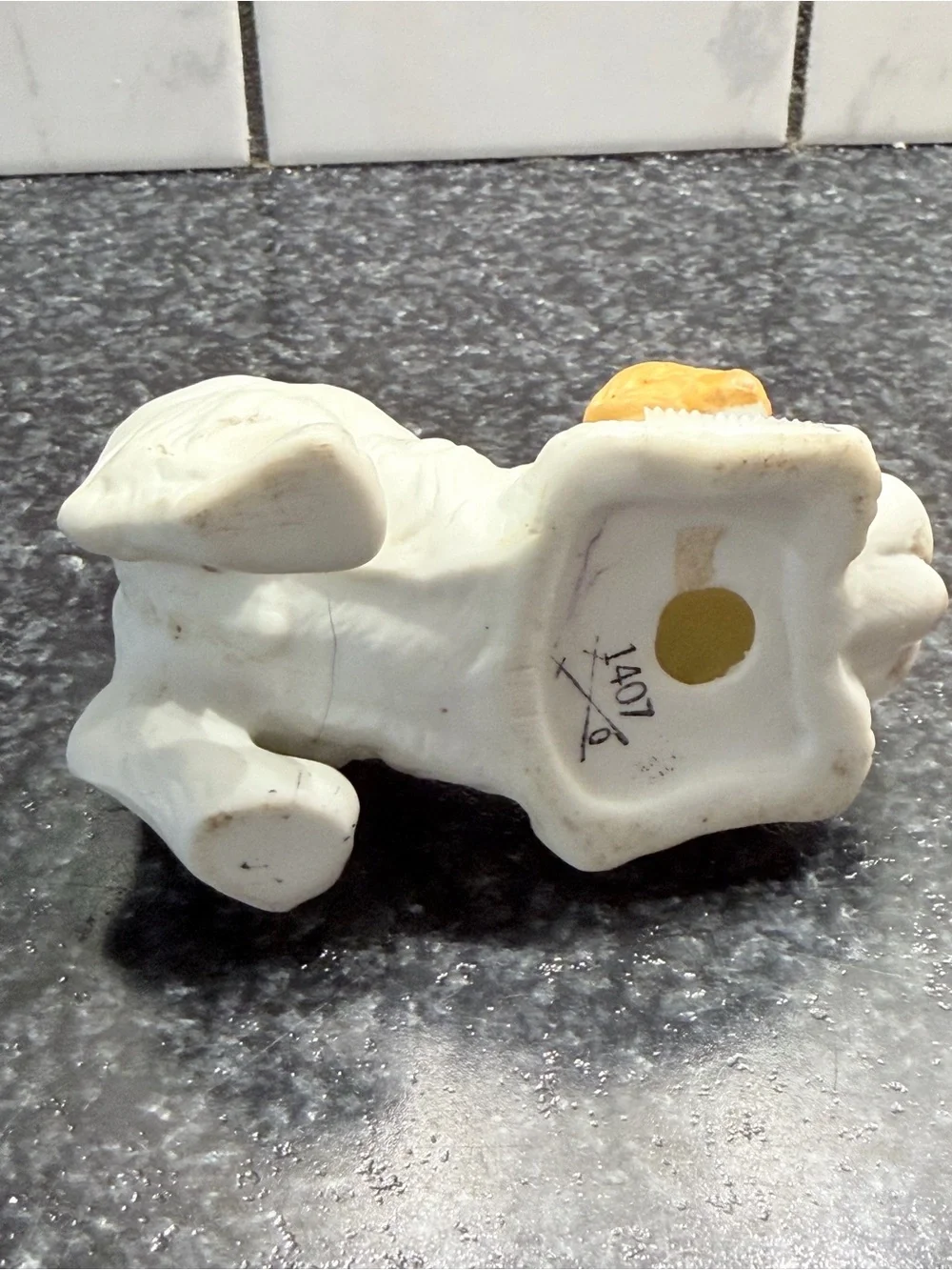 Small Playful Puppy Figurine - White and Tan